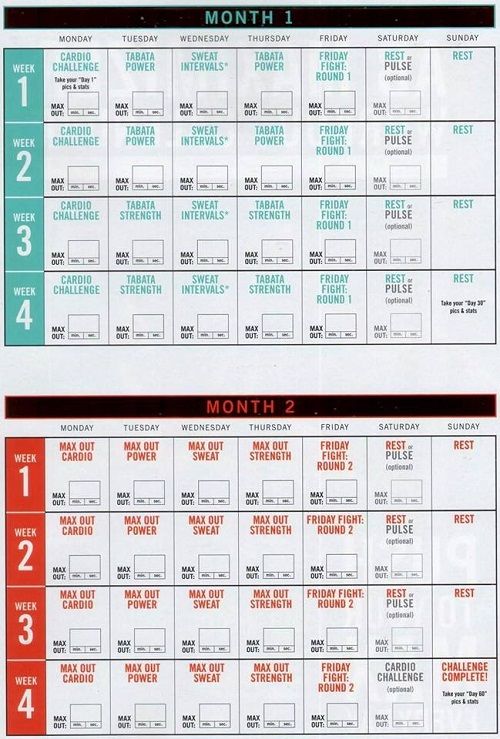 transform 20 workout schedule